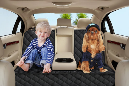 Dog Car Seat Cover, Back Seat Cover for Dogs Pet Car Seat Protector Waterproof Bench Car Seat Cover, Non-Slip Reat Seat Cover Fits Middle Armrest for Most Cars Trucks Suvs - Black